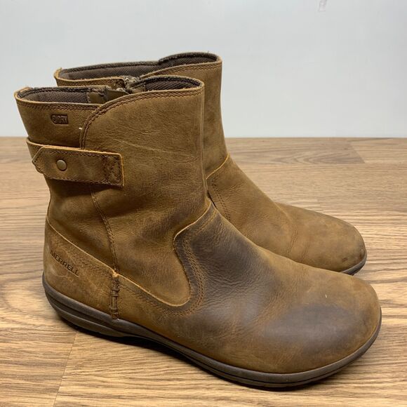 Merrell Boots Encore Kassie Ankle Brown Leather Waterproof Women's 8.5 J95326 - Picture 1 of 10